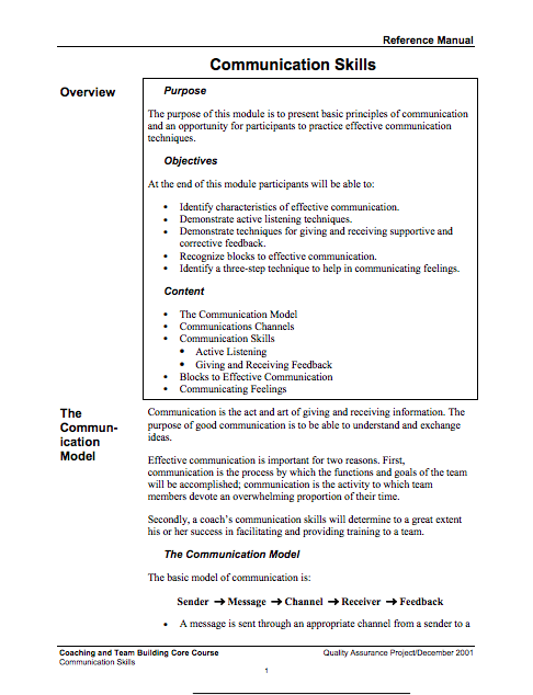 Communication Skills: training module: Power point