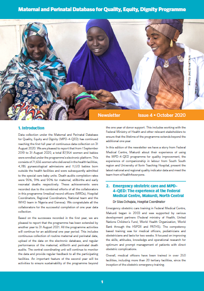 Maternal and Perinatal Database for Quality, Equity, Dignity Programme Nigeria