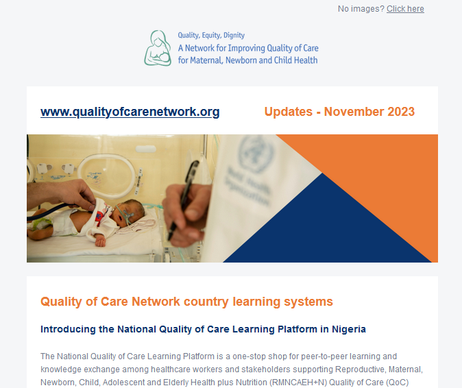 Quality of Care Network Updates - November 2023